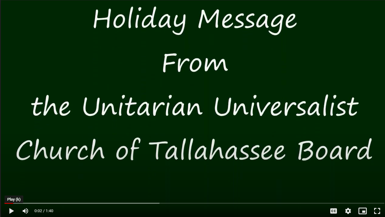 Holiday Message from the UUCT Board